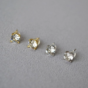 Minimalist Round Rhinestone Stud Earrings With 925 Sterling Silver Post Copper Plated Daily Commuting Jewelry For Women