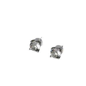 Sparkling silver stud earrings with round-cut crystals in a classic four-prong setting