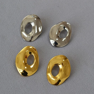 Irregular Geometric Hollow Earrings Brass Gold Plated With Earring Post Minimalist Cool Liquid Metal