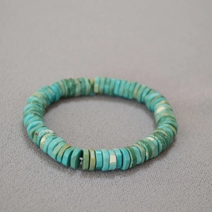 Bohemian style turquoise disk bead bracelet with natural irregular stone textures