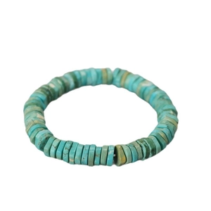 Vintage irregular turquoise disc bead stretch bracelet with natural stone texture