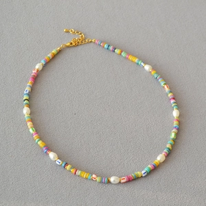 Handmade Bohemia Colorful Shell Freshwater Pearl Necklace Bracelet For Women Gold Plated Sweet Summer Beaded Jewelry Gift