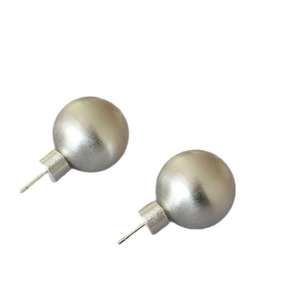 Boucles d'oreilles boules vintage en métal brossé avec tiges en argent 925 pour femmes