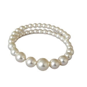 Elegant French style gradient white imitation pearl wrap bracelet with various bead sizes