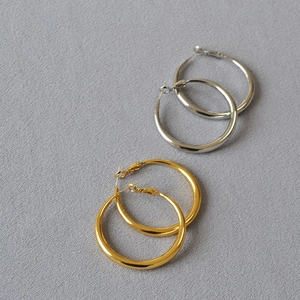 Chic Copper Oversized Hoop Earrings With 925 Sterling Silver Earring Post Minimalist Polished Metal Round Ear Jewelry For Women Fashion