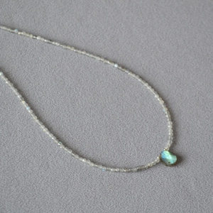 Handmade beaded labradorite necklace with a faceted teardrop stone pendant for women