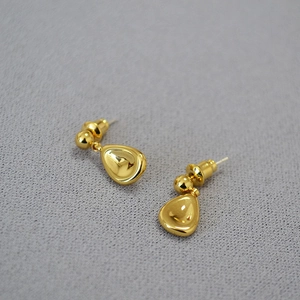 Minimalist Brass Gold Plated Teardrop Stud Earrings For Women With 925 Sterling Silver Earring Post Elegant Jewelry Gift