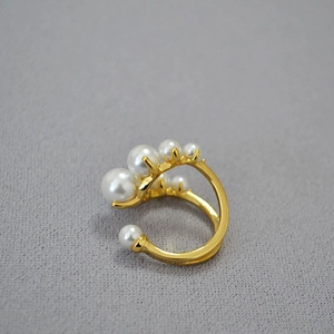 Anello Regolabile in Ottone Placcato Oro con Grappolo di Künstliche Perle Artificiali Design di Nicchia Individuale Anello Aperto Donna Gioielli