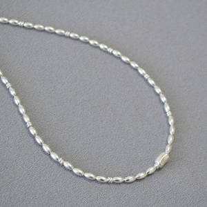 Vintage Minimalist Copper Beaded Necklace For Women Japanese Style Gold Silver Plated Rice Bead Chain Versatile Elegant Jewelry