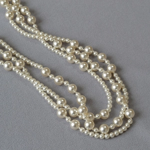 French Elegant Multi Layer Long Faux Artificial Pearl Necklace Hand Knotted Wrap Sweater Chain Jewelry For Women
