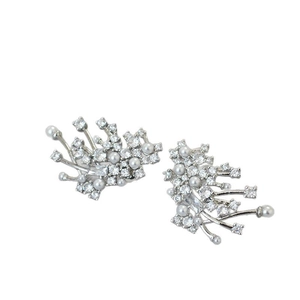 Elegant 925 silver needle pearl stud earrings with sparkling firework cubic zirconia