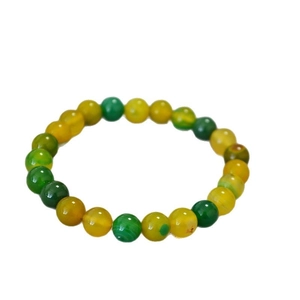 Handmade beaded bracelet featuring alternating green and yellow natural agate stones