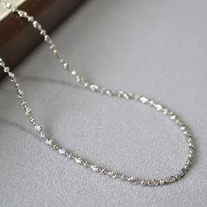 Italian cut beads chain necklace in silver plated copper with sparkling textured finish