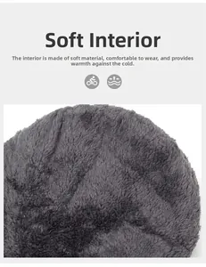 Detailed close-up of thick grey fleece lining providing extra warmth for winter hats