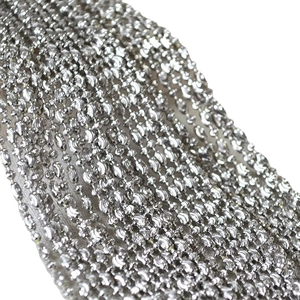 Italian textured bead chain necklace in platinum-plated copper for a minimalist look
