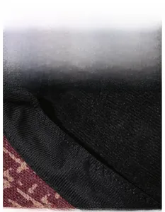 Detail view of winter hat featuring breathable sweatband and thick burgundy jacquard fabric