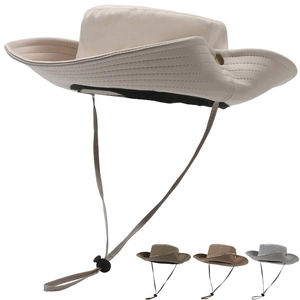Women's wide-brim sun hat with adjustable chin strap in multiple color options