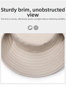 Detail of beige sun hat with wide brim and reinforced multi-row stitching for shape