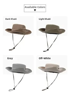 Outdoor sun hats displayed in four colors with adjustable drawstrings for women