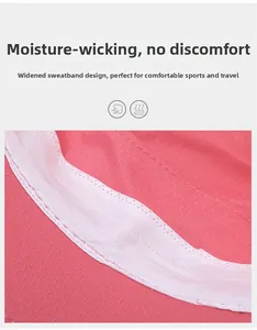 Detail of pink honeycomb fabric and wide white mesh sweatband on sun hat interior