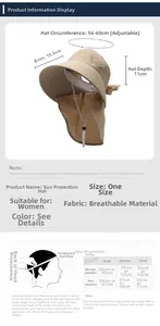 Size chart showing 10.5cm brim and adjustable 56-60cm circumference for sun hat
