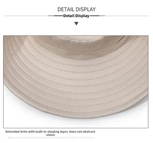 Detail view of the wide sun hat brim featuring reinforced stitching and built-in shaping