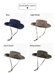 Outdoor sun hat color options in Blue, Light Khaki, Dark Khaki and Army Green