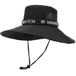 Outdoor Sun Protection Wide Brim Bucket Hat Polyester Breathable Mesh Fishing Hat For Hiking Camping Unisex Sun Hat