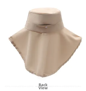 Detail view of khaki sun hat featuring back neck protection and quick-dry fabric