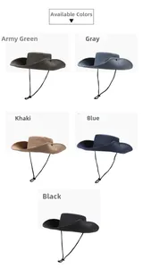 Outdoor sun hat color options including army green, grey, khaki, blue, and black variants