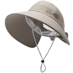 Women's Sun Hat Empty Top Large Brim Foldable Imitation Linen Hat with Bow Decoration UV Protection Breathable Summer Beach Visor