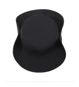 Top down view of wide brim sun hat with fine stitching and adjustable lanyard ring