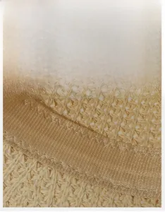 Detail view of the wide sweatband design inside a breathable straw sun hat
