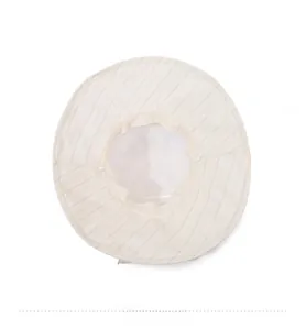 Detail view of beige sun hat interior showing breathable lining and fine stitching