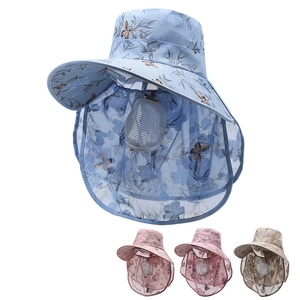 Chapeau de Soleil Femme Protection UV Été Bord Large Pliable Imprimé Floral Papillon Protection Visage Et Cou Extérieur