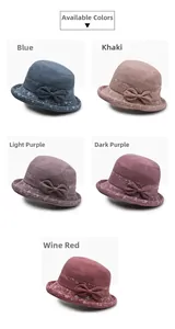 Options de couleurs pour chapeau bob à fleurs en bleu, kaki, violet et bordeaux