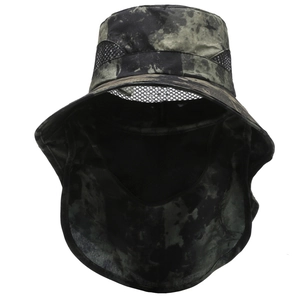 Men's camouflage fishing sun hat with breathable mesh and neck protection flap