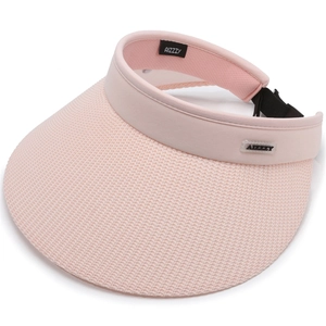 Pink open top sun hat with woven straw brim and UV protection for summer beach wear