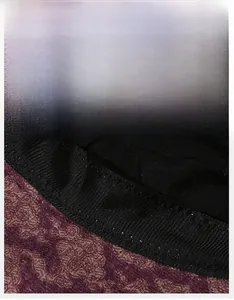 Detail of the widened sweatband inside the purple floral cotton hat for senior women