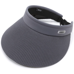 Women's grey minimalist sun visor hat with wide brim for UV protection in summer