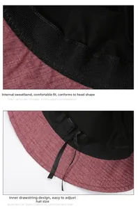 Dettaglio della fascia interna e del cordoncino regolabile del cappello bordeaux