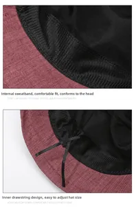 Vue détaillée du cordon réglable et du bandeau de sudation dans le chapeau bordeaux