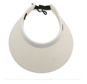 Top down view showing the woven texture and adjustable strap of the sun visor hat