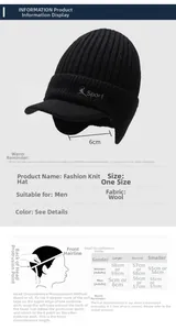Size chart for knit beanie with 6cm brim, head circumference guide and measurements