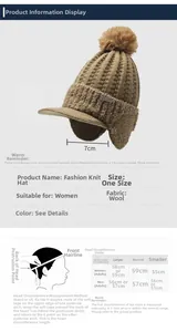 Size chart showing fleece-lined knit hat dimensions and head circumference guide