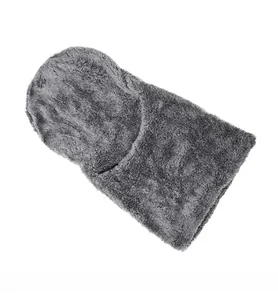 Detailed interior showing thick gray plush fleece lining for winter thermal mask protection