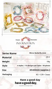 Detail van vintage Mirror Butterfly PET-stickers met 30 doorschijnende vlinderdecals