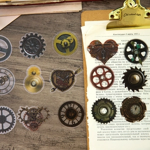 Autocollants PET rétro steampunk avec engrenages et horloges pour décorer les journaux