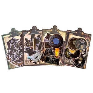 Autocollants PET style steampunk industriel vintage avec motifs rouages et architecture