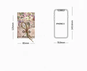 Vintage floral paper ephemera pack with twine detail and specific size dimensions